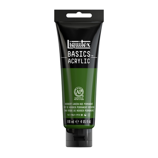Acrylic Paint, Hooker's Green Hue Permanent, 118 mL Tube