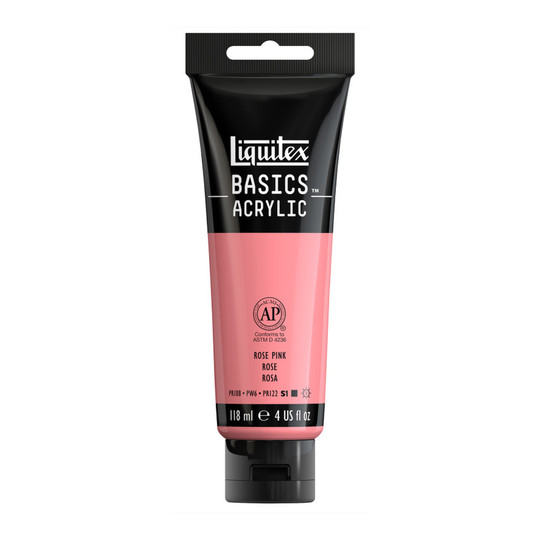 Basics Acrylic Paint, Rose Pink, 118 mL Tube
