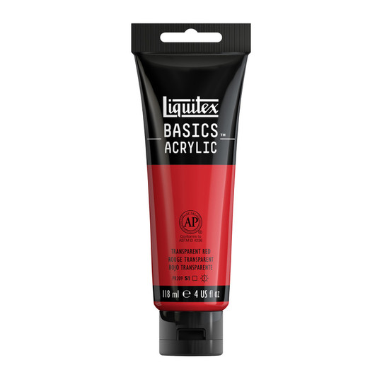 Transparent Red Acrylic Paint, 118 mL Tube