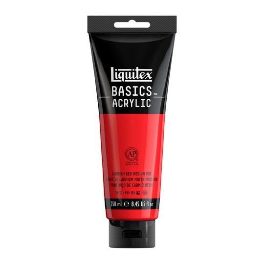 Acrylic Paint Tube, Cadmium Red Medium Hue, 250 mL