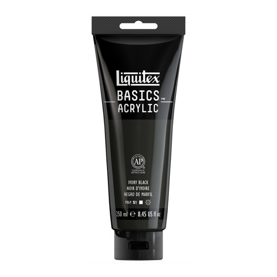 Basics Acrylic Paint, 250 mL Tube, Ivory Black