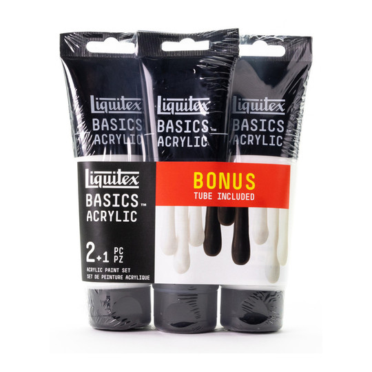 Acrylic Paint, Black & White, 118 mL Tubes, Set of 3