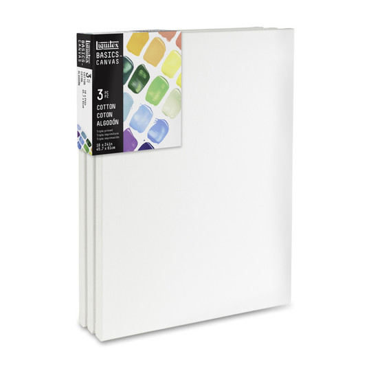 Pre-Primed Cotton Canvas, 18 x 24 in., Pack of 3