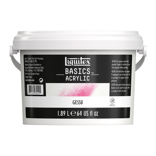 White Acrylic Gesso Surface Prep Medium, 64 oz Bucket