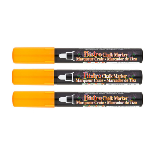 Fluorescent Orange Broad-Tip Chalk Markers, Set of 3