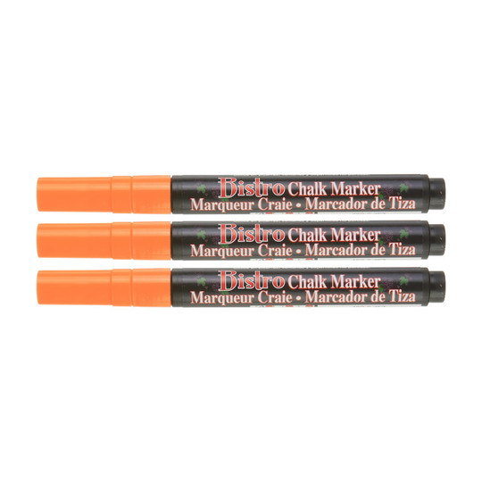 Fine Tip Fluorescent Orange Chalk Markers, Set of 3