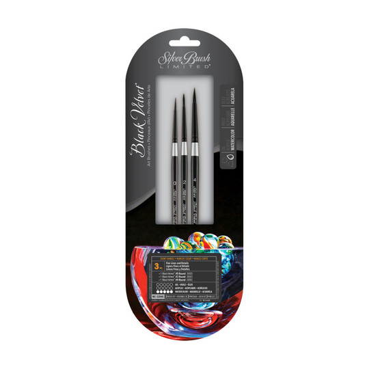 3-Piece Detail Round Watercolor Brush Set