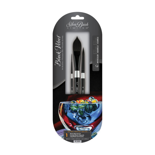 Black Velvet Watercolor Brush Set, 3-Piece