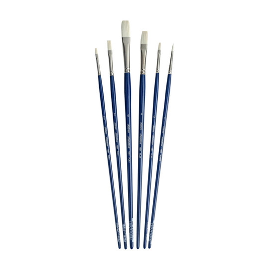 Flat Synthetic Artist Brush Set - 6 Pieces