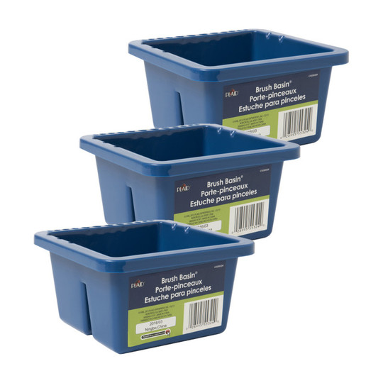 Blue Plastic Brush Cleaning Basins, 3-Pack