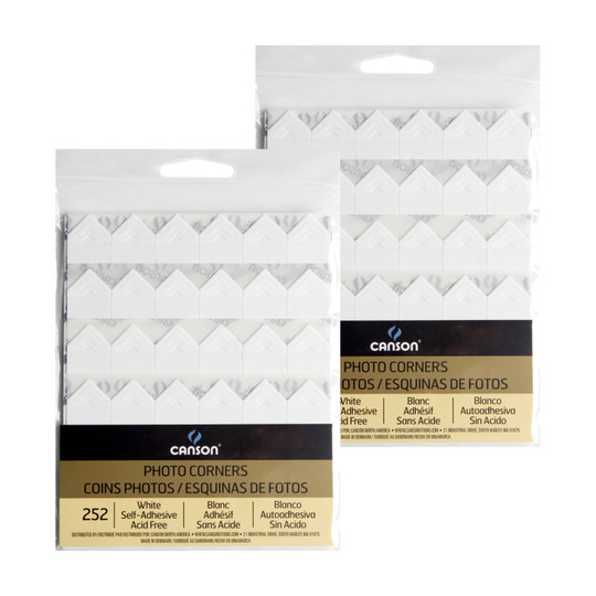 White Self-Adhesive Photo Corners, 252 per Pack, 2 Packs