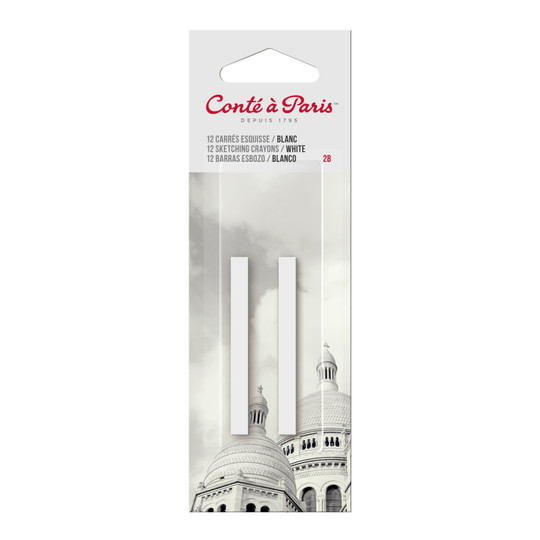 White 2B Square Sketching Pastel Crayons, Pack of 2