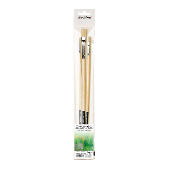 Synthetic Hog Bristle Oil Paint Brush Set - 3 Brushes