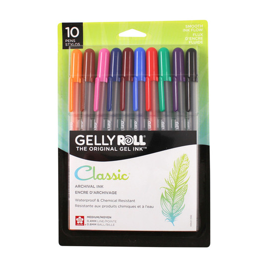 Classic Medium-Point Gel Pens, Assorted Colors, 10-Pack