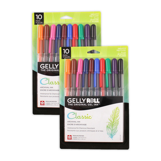 Classic Gel Pens, Medium Point, Assorted Colors, 20 Pens