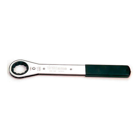Silver single-head 12-point ratcheting box wrench with 1-15/16 inch opening