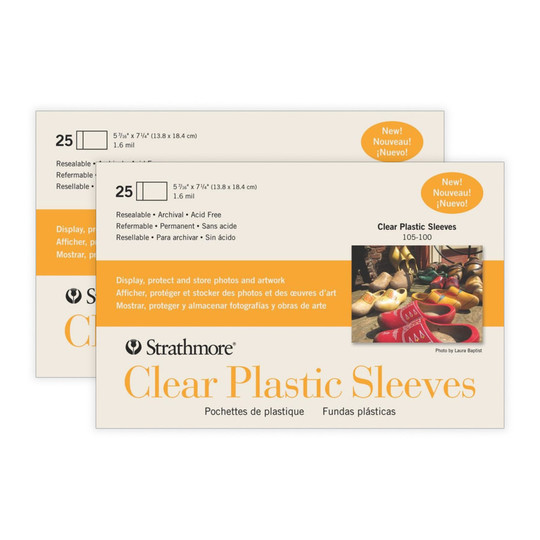 Clear Archival Plastic Sleeves, 5-7/16 in. x 7-1/4 in., 50 Count