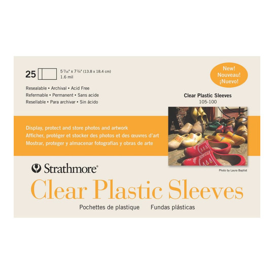 Clear Archival Plastic Sleeves, 5-7/16 in. x 7-1/4 in., Pack of 25