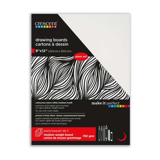 Cold Press Illustration Board, White, 9 x 12 in, 3-Pack