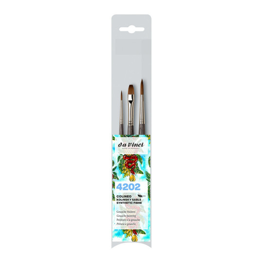 Synthetic Fiber Gouache Brush Set, 3 Pieces