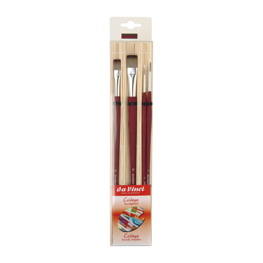 Student Synthetic Acrylic & Oil Brush Set with Bamboo Carrier
