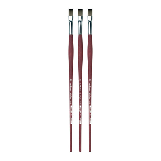 Student Synthetic Flat Brush Set for Acrylic & Oil, Size 10, 3-Pack