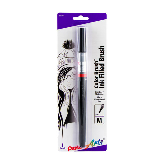 Black Water-Based Ink Color Brush, Medium Tip, 1-Pack