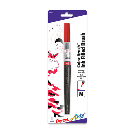 Red Water-Based Ink Color Brush, Medium Tip