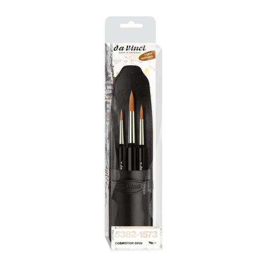 Synthetic Round Pocket Watercolor Brush Set, 3 Brushes