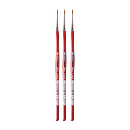 Synthetic Round Watercolor Brush, Size 0, Red Handle, 3-Pack