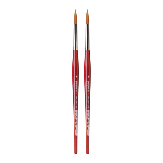 Round Synthetic Silk Painting Brushes, Size 8, Red Handles, 2-Pack