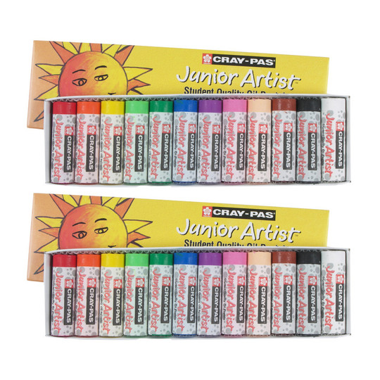 Junior Artist Assorted Oil Pastels, 12 Colors per Set, 2 Sets