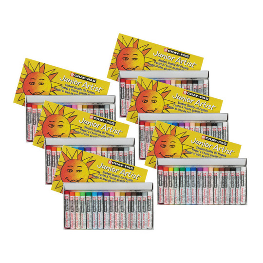 Junior Artist Assorted Oil Pastels, 16 Colors per Set, 6 Sets