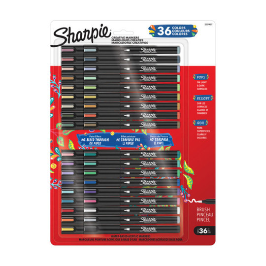 Creative Acrylic Brush Tip Markers, Assorted Colors, 36 Count