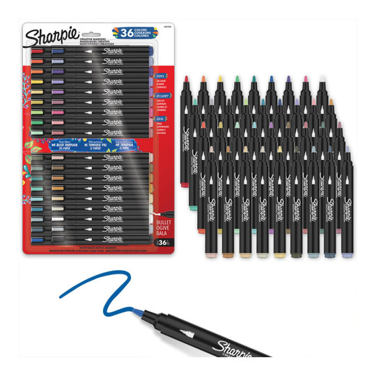 Creative Acrylic Bullet Tip Markers, Assorted Colors, 36 Count