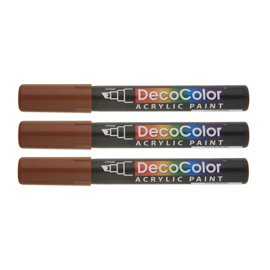 Brown Acrylic Paint Marker, Chisel Tip, Set of 3
