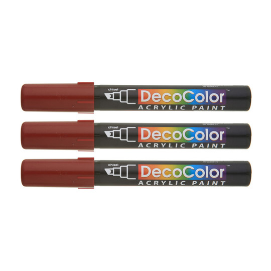 English Red Acrylic Paint Markers with Chisel Tip, 3-Pack