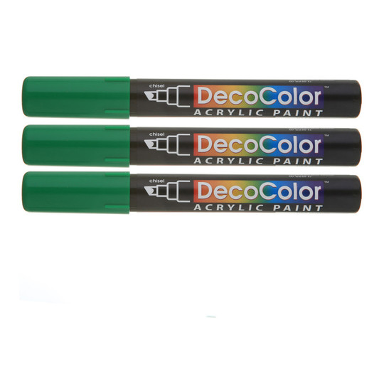 Green Acrylic Paint Markers with Chisel Tips, Set of 3