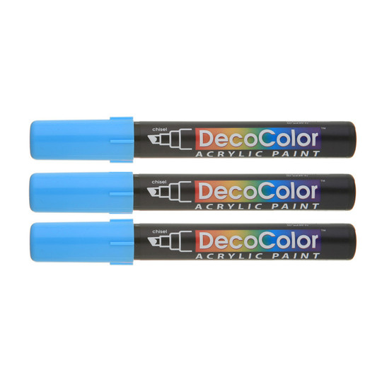 Light Blue Acrylic Paint Marker Set with Chisel Tip, 3-Pack