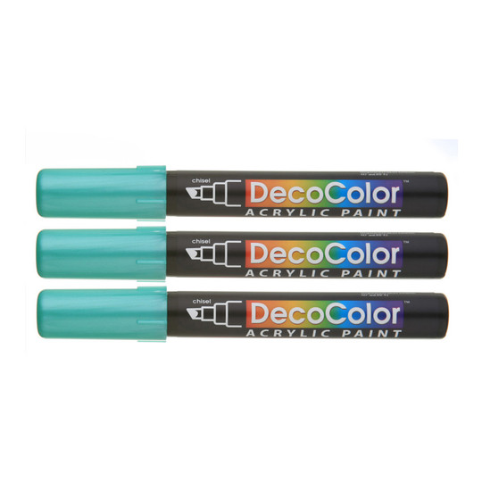 Metallic Green Acrylic Paint Marker Set, Chisel Tip, 3 Pack