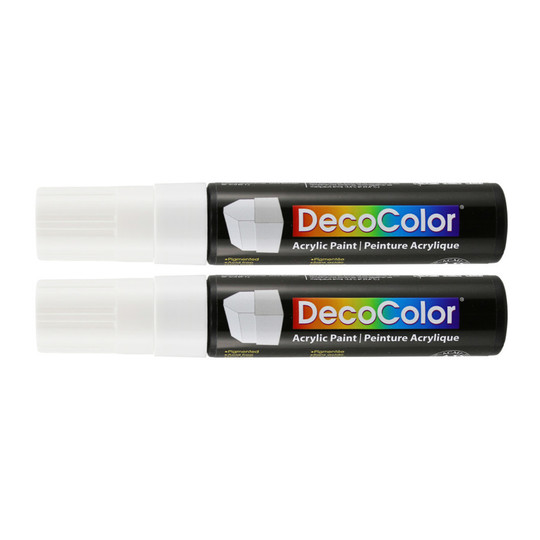 White Acrylic Paint Markers with 15 mm Wedge Tips, 2-Pack