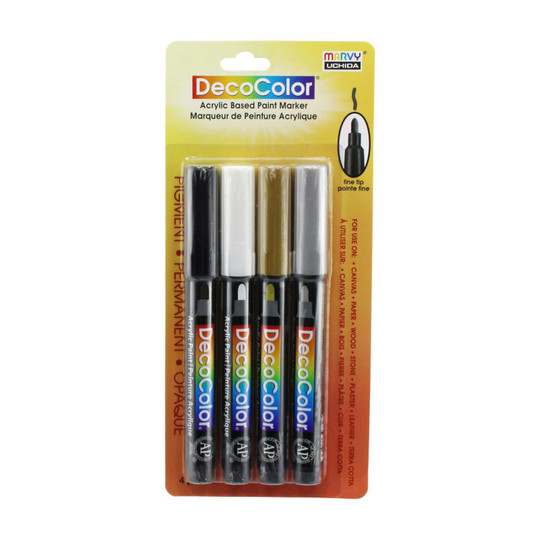 Fine Point Acrylic Paint Markers, Classic Colors, 4-Pack