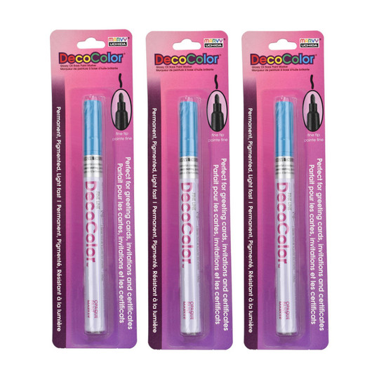Fine Tip Light Blue Paint Marker, 3-Pack