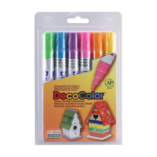 Broad-Tip Retro Color Oil Paint Markers, Set of 6