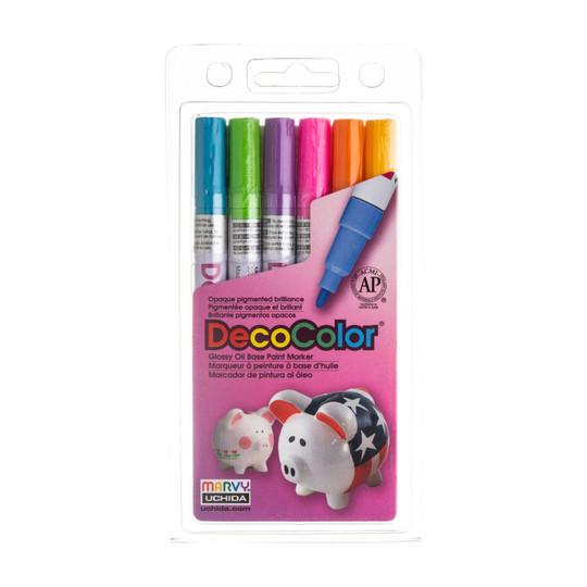 Fine-Tip Permanent Paint Markers, Hot Colors, Set of 6