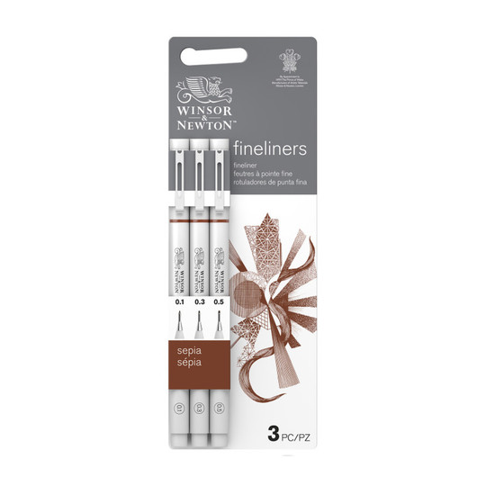 Sepia Fineliner Pen Set, 3 Assorted Tips