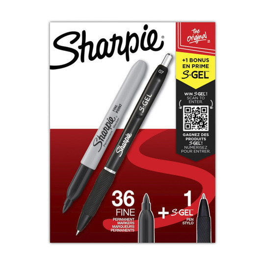 Fine Point Permanent Markers, Black, 36 Pack