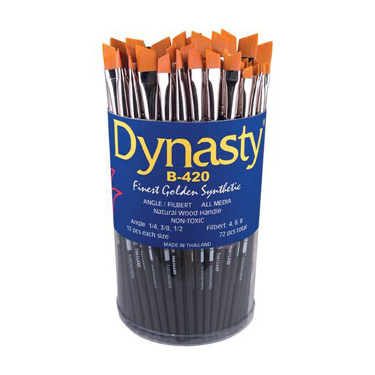 Golden Synthetic Filbert and Angle Brush Canister, 72-Pack