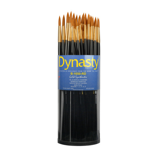 Golden Synthetic Round Brush Canister, 60-Count Assortment