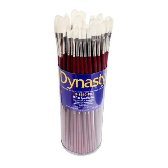 White Synthetic Filbert Brush Canister, 60 Brushes